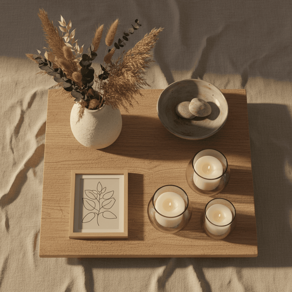 Curated collection of decorative vases, bowls, and home accents on wood surface