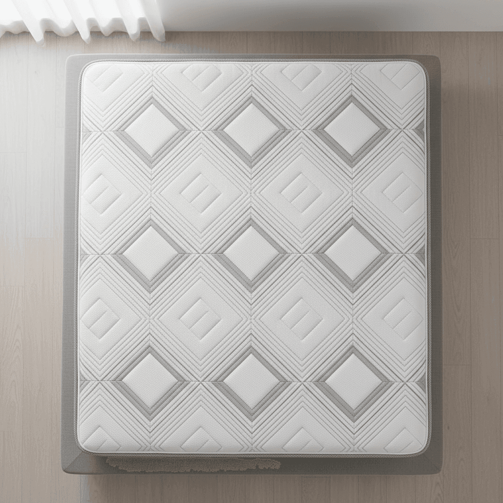 Overhead view of hybrid mattress showing clean modern design and quilted surface