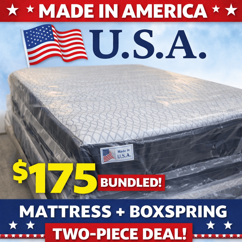 A mattress and box spring bundle deal for $175, made in the USA.